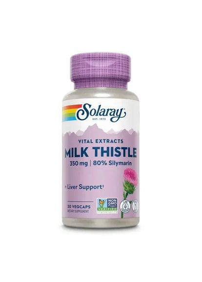 Екстракт насіння розторопші п'ятнистої Milk Thistle Seed Extract One 350 мг, 30 капсул Solaray (365754640)