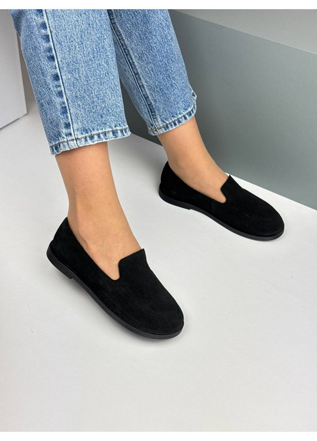 No Brand 427 Анатомічні Лофери Чорні Замшеві чорний з натуральна замша, — демісезон (339602907)
