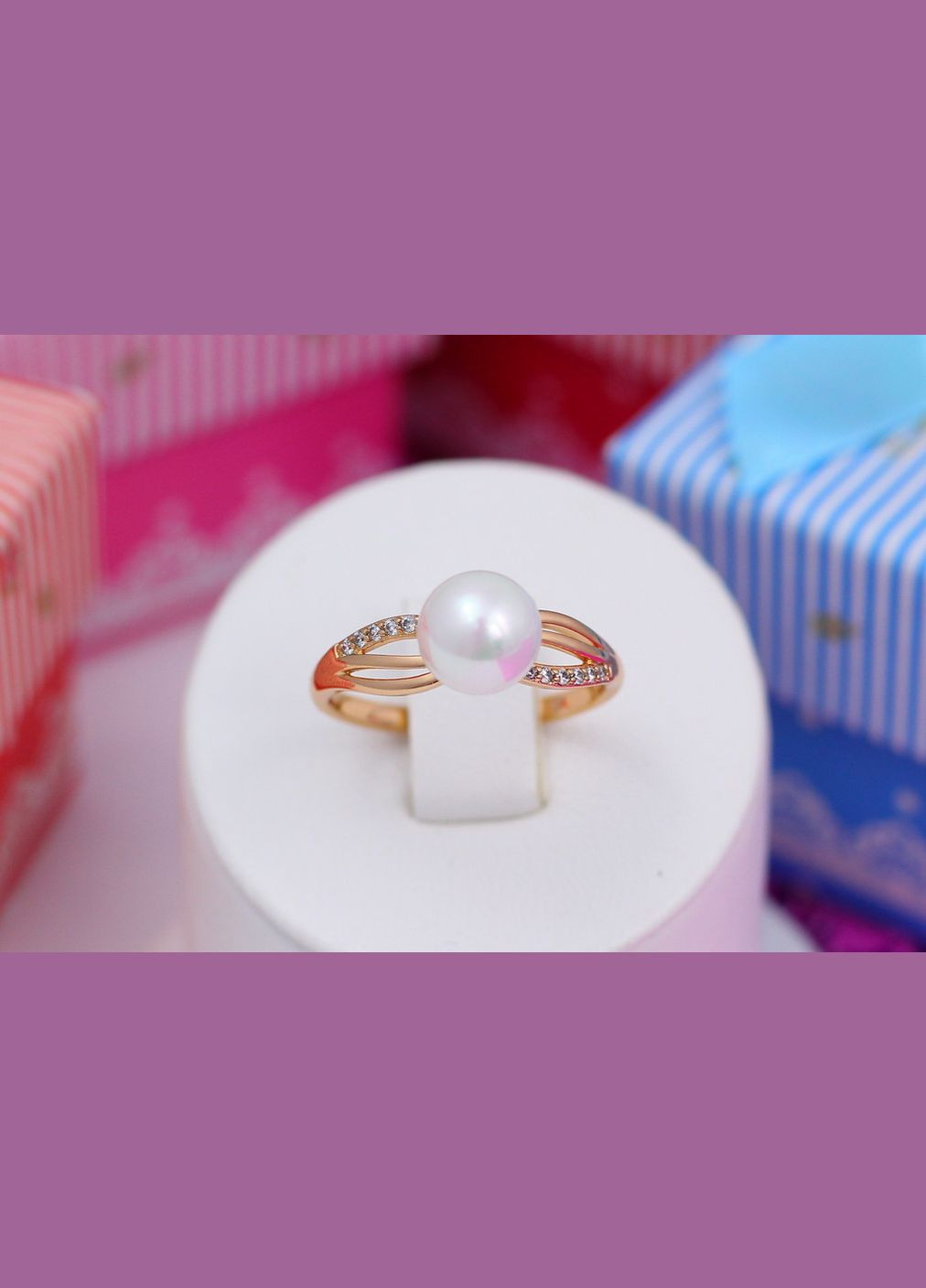 Кольцо с жемчугом 7 мм р 17 золотистое. Xuping Jewelry (316606489)