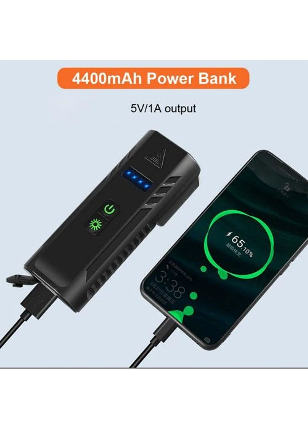 Велосипедный фонарь + power bank + звонок FY-336-4T6 microUSB (3+4 режима и 5 звонков) No Brand (332637139)