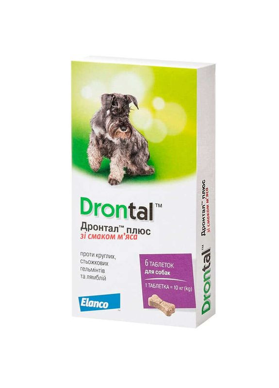 Дронтал Плюс by - Антигельмінтні таблетки зі смаком м'яса для собак вагою від 10 кг - 1 табл. / 10 кг Elanco (327056011)
