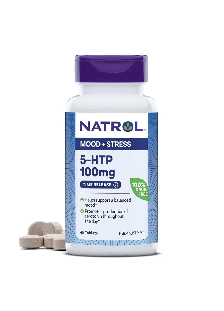 5-HTP 5-гідрокситриптофан,, сповільненого вивільнення, 100 мг, 45 таблеток Natrol (362371519)