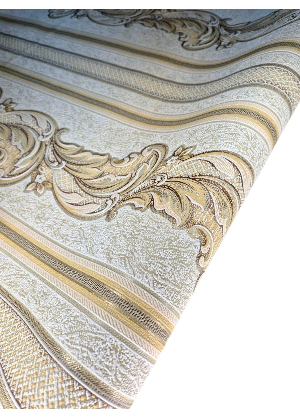 Шпалери вінілові на флізеліновій основі 10,05 × 1,06 м 3664-05, бежеві із золотистим для спальні, вітальні, коридору Слов'янські шпалери (340275454)