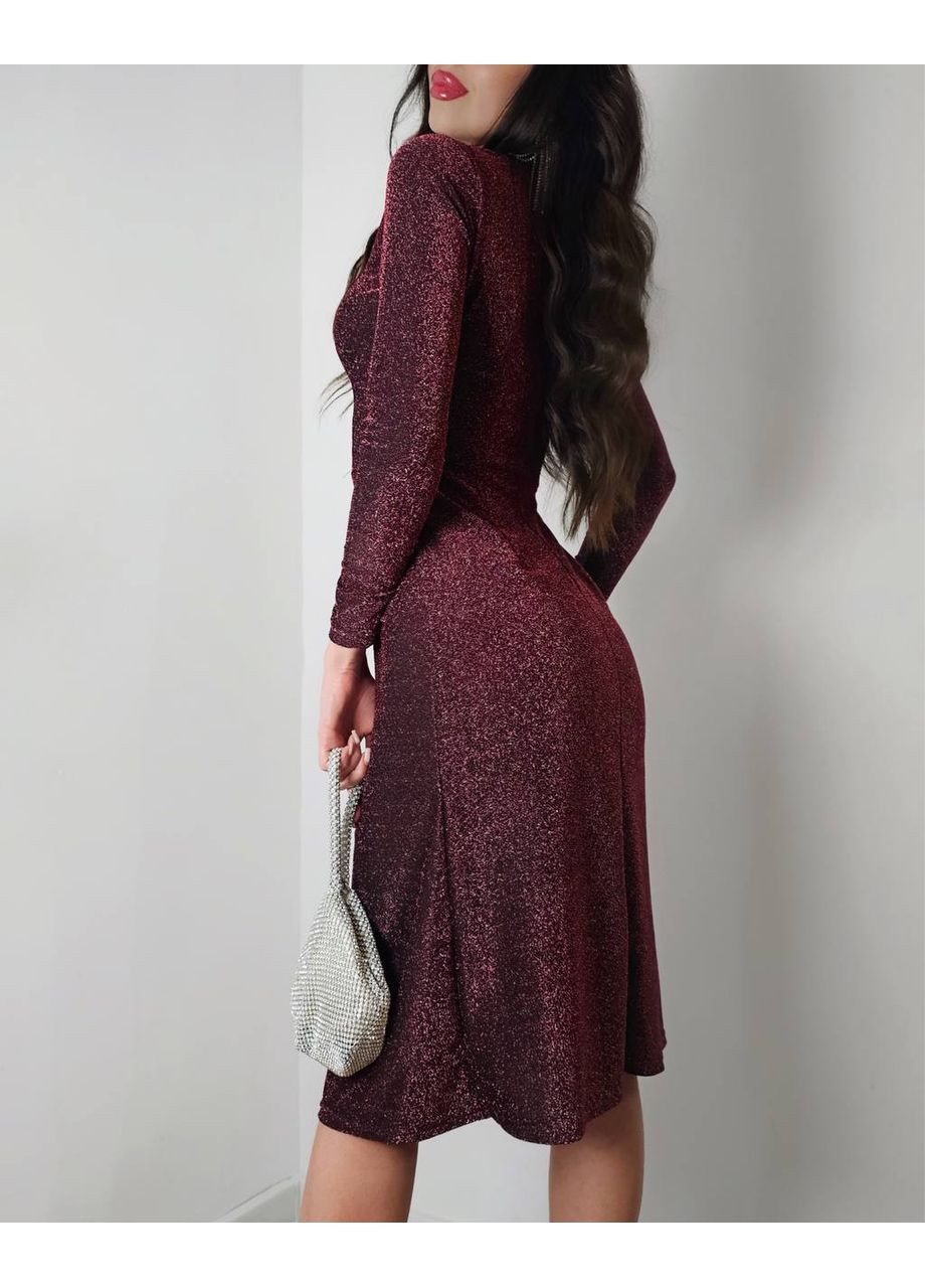 Бордова святковий елегантна сукня з люрексу — заміри в описі силуетна GD/GL Модний простір однотонна