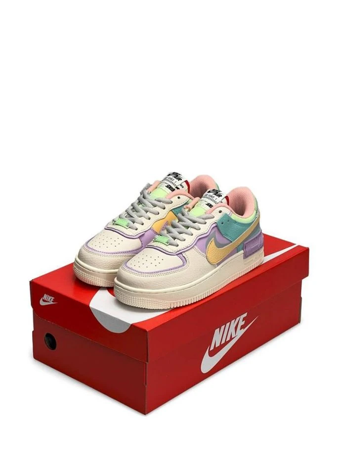 Цветные кроссовки shadow beige yellow mint w No Brand Air Force 1