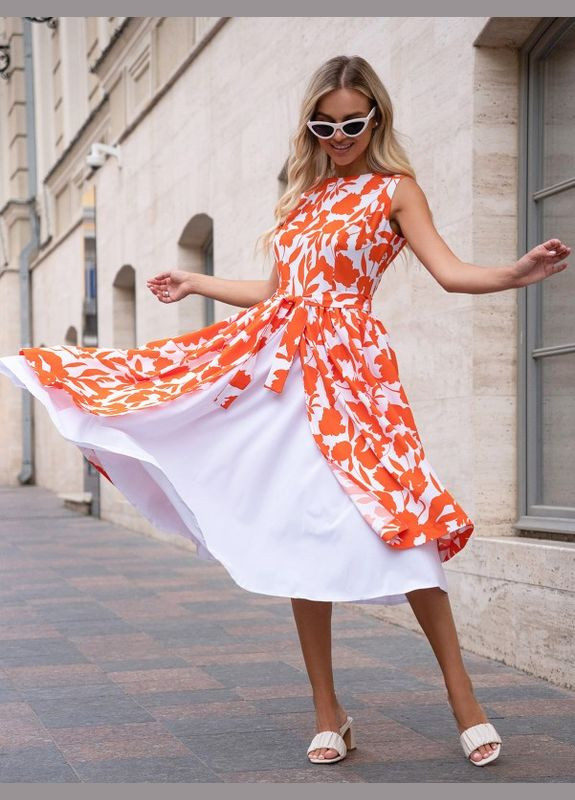 Оранжевое платье 14754 оранжевое ISSA PLUS однотонное