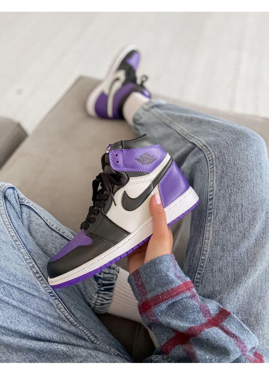 КРОСІВКИ ЖІНОЧІ NIKE AIR JORDAN 1 RETRO MID VIOLET WHITE BLACK НАЙК АІР ДЖОРДАН No Brand чорні демісезони (369389348)