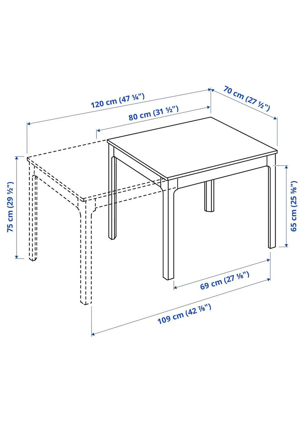 Розкладний стіл ІКЕА EKEDALEN 80/120х70 см (80340835) IKEA (278408448)
