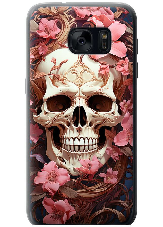 2D пластиковый чехол 'Череп в розовых цветах' для Endorphone Samsung Galaxy S7 G930F (281474748)