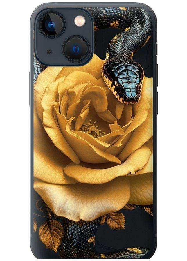 Силиконовый чехол 'Black snake and golden rose' для Endorphone Apple iPhone 13 Mini (286764057)