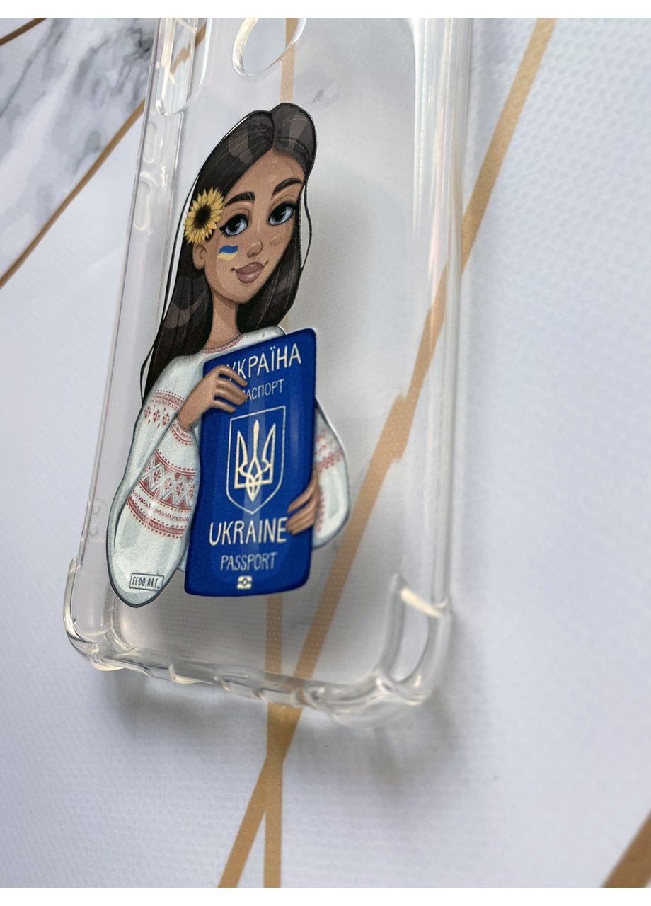 Чохол з потовщеними кутами на Xiaomi Redmi Note 8 з патріотичним дизайном "Дівчина з паспортом" принт 12 Creative (359499614)