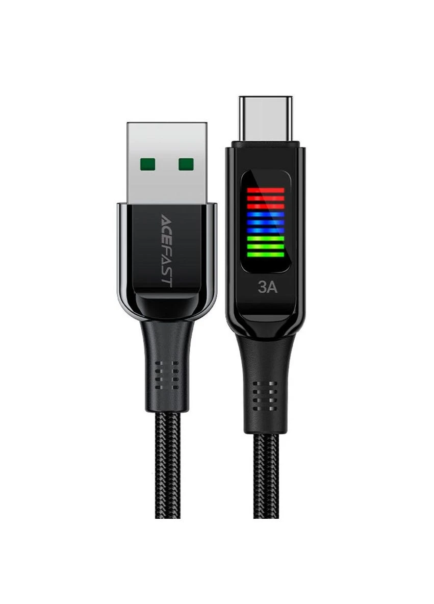 Кабель C704 USB to Type-C 3A, 1.2m, nylon, zinc connectors, LED, Black (6974316282785) Acefast (298251335)