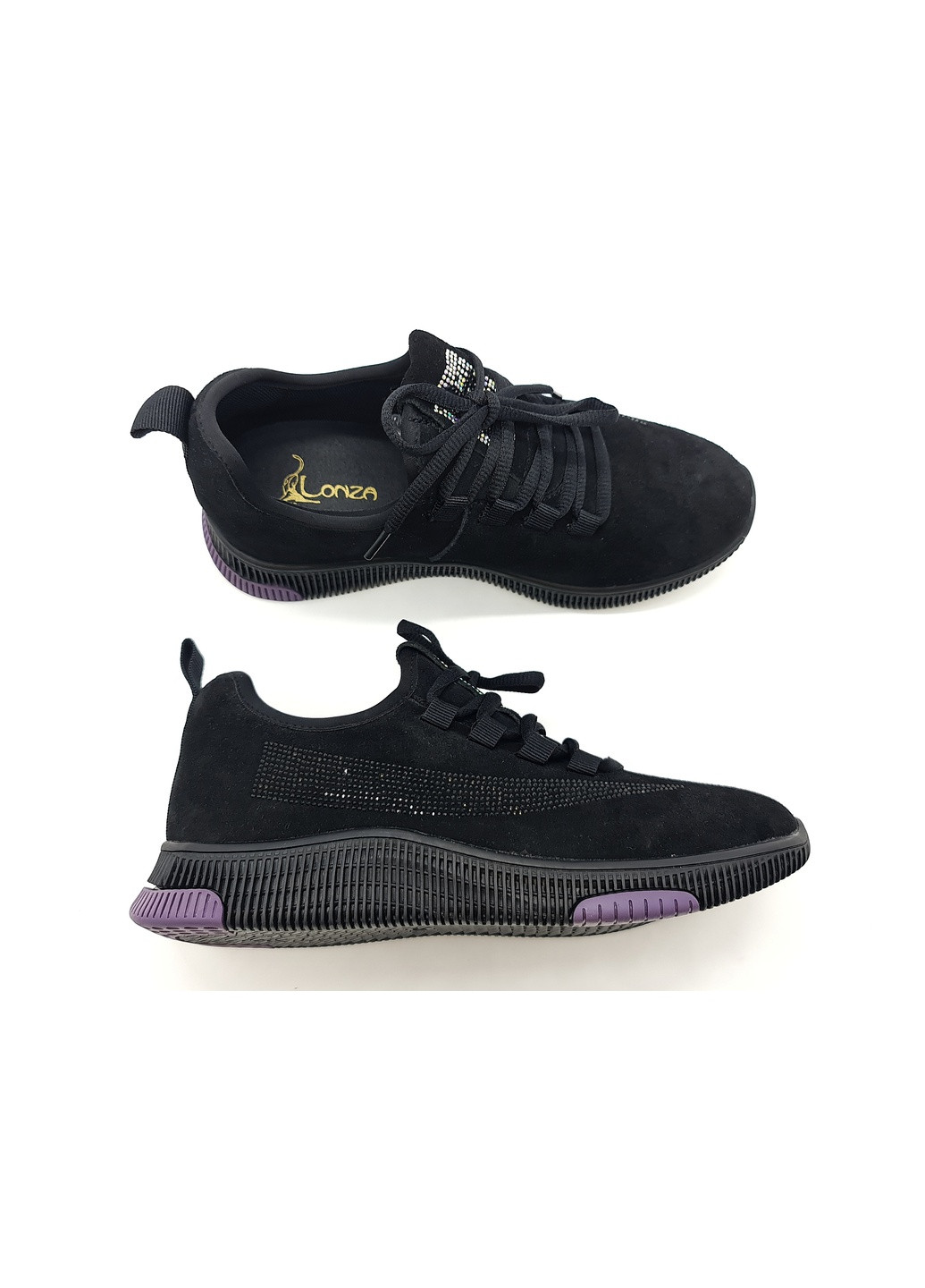 Чорні всесезонні жіночі кросівки чорні замшеві l-10-18 24,5 см (р) Lonza