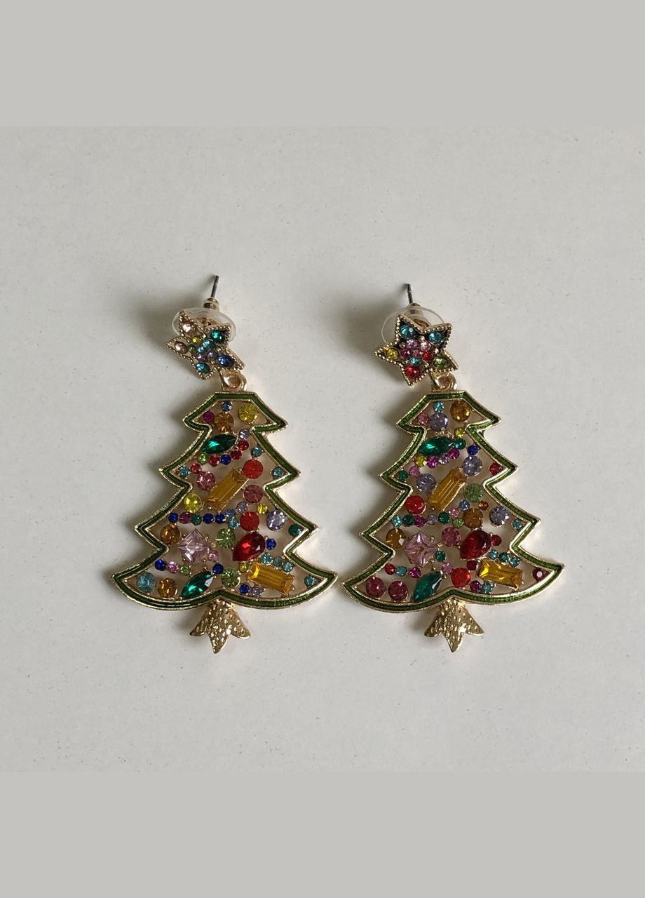 Новорічні довгі сережки ялинки цвяшки(12-272) No Brand (314931158)