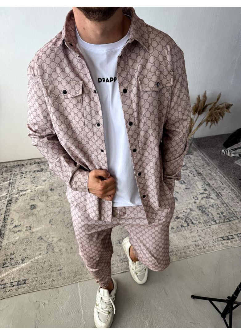 Комбинированный демисезонный костюм котон плотный мужской стильный No Brand