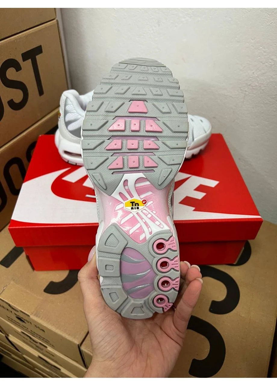 Білі літні кросівки nike tn plus white pink найк тн аір макс плюс No Brand