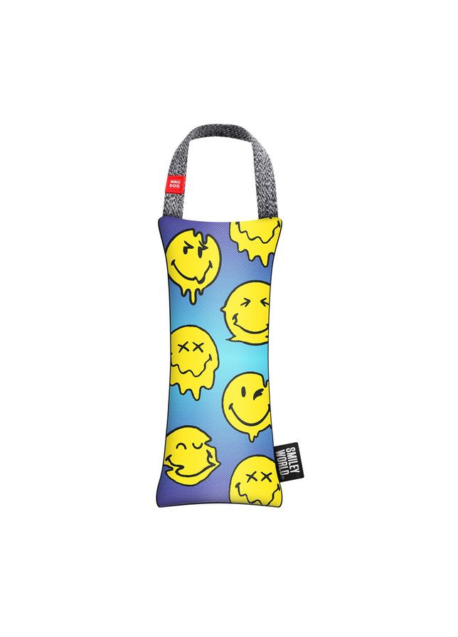 Іграшка для собак Fun з пищалкою, малюнок "Смайли на блакитному", L, Ш 11 см, Дл 26 см WAUDOG (330245258)