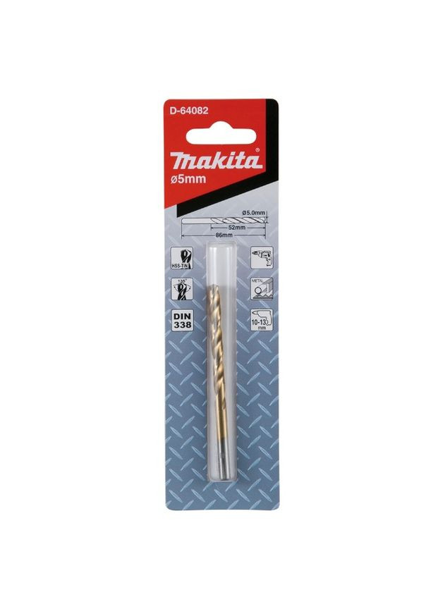 Сверло HSS-TiN D-64082 (5x86 мм) по металлу (7758) Makita (295043078)