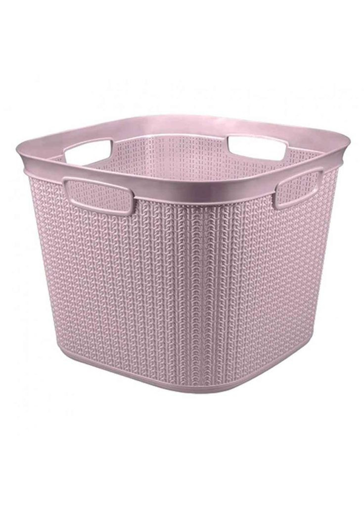 Кошик для білизни 41л 43х43х32,8см пудра квадратний без кришки, ВЯЗКА M-081п ТМ Ucsan (337154659)