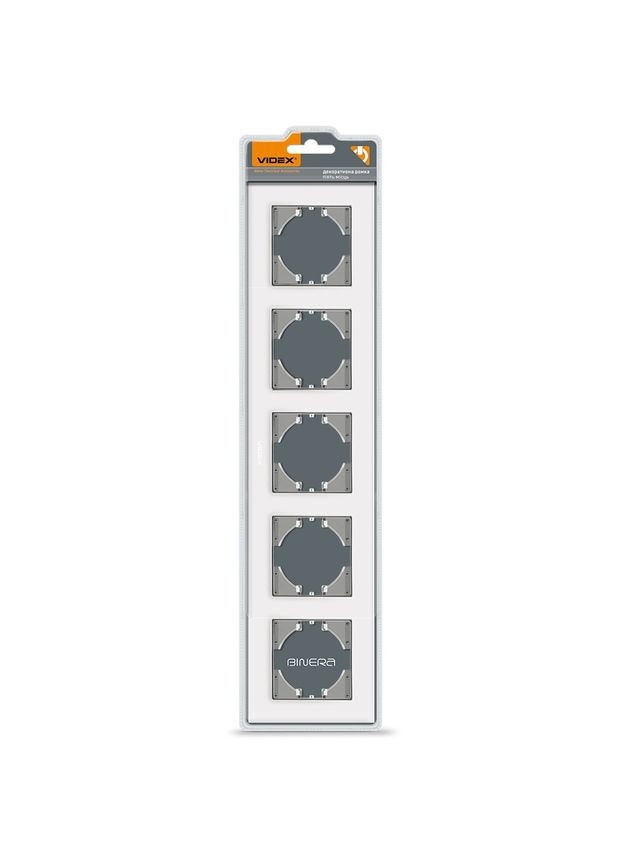 Рамка на 5 постов BINERA VFBNFRG5H-W горизонтальная белая Videx (282312727)