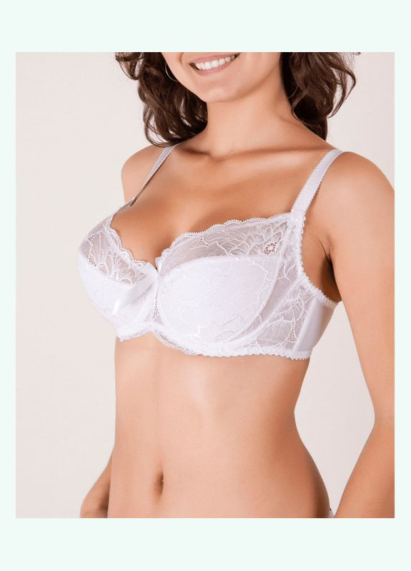 Белый бюстгальтер с комбинированной чашкой Марта