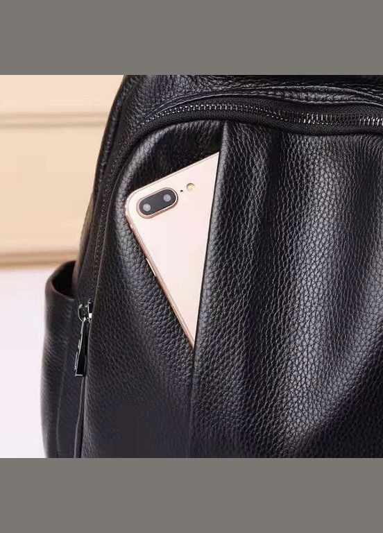 Кожаный женский городской рюкзак на черной молнии 85271 Tiding Bag (341309338)