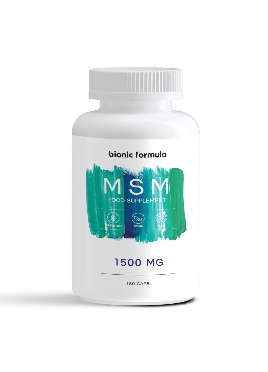 МСМ - MSM - для суглобів, шкіри та волосся 1500 мг. 180 капсул Bionic Formula (369154338)