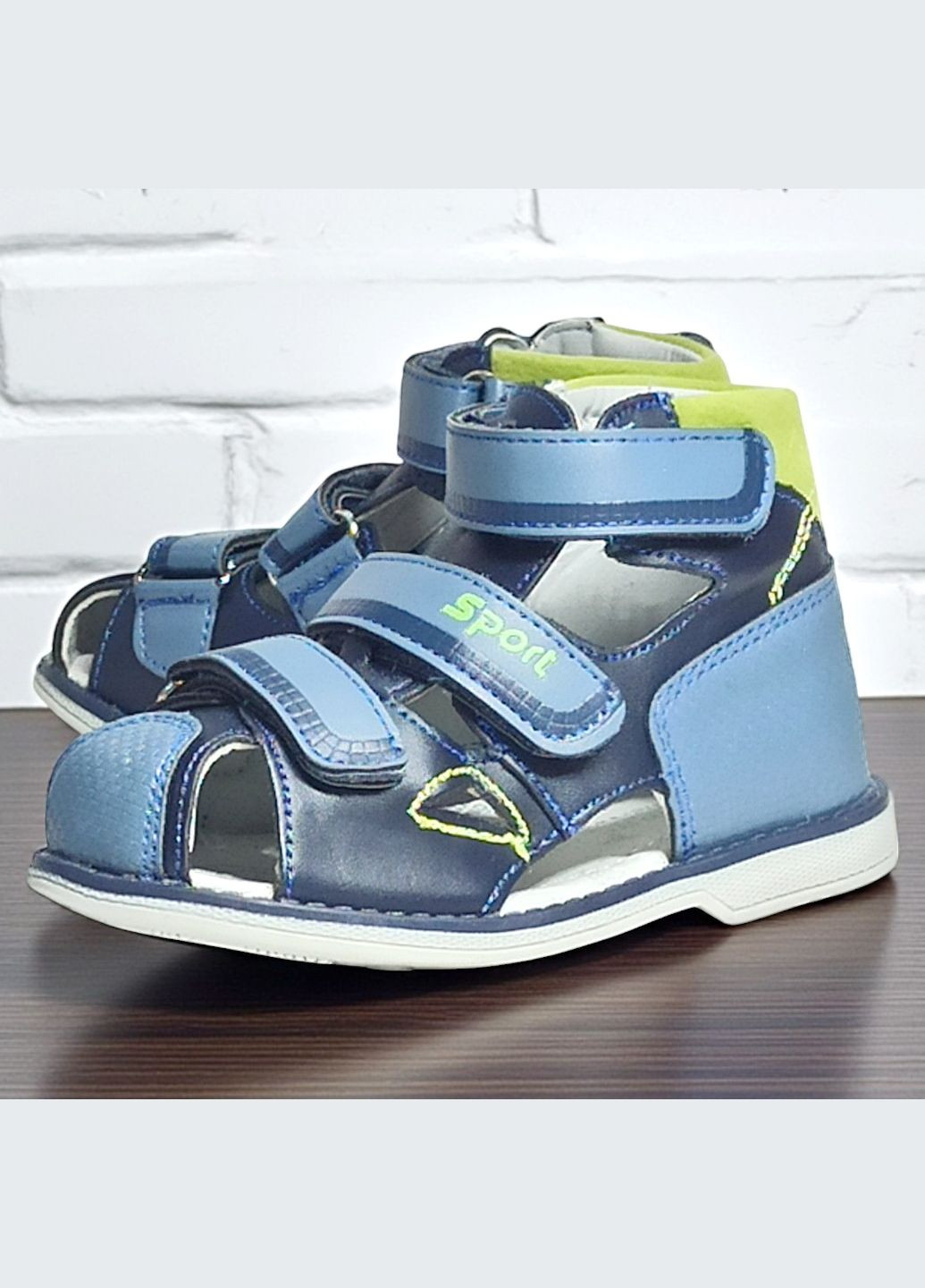 Синие повседневные закрытые ортопедические босоножки сандалии на липучках для мальчика том м Tom.M на липучке