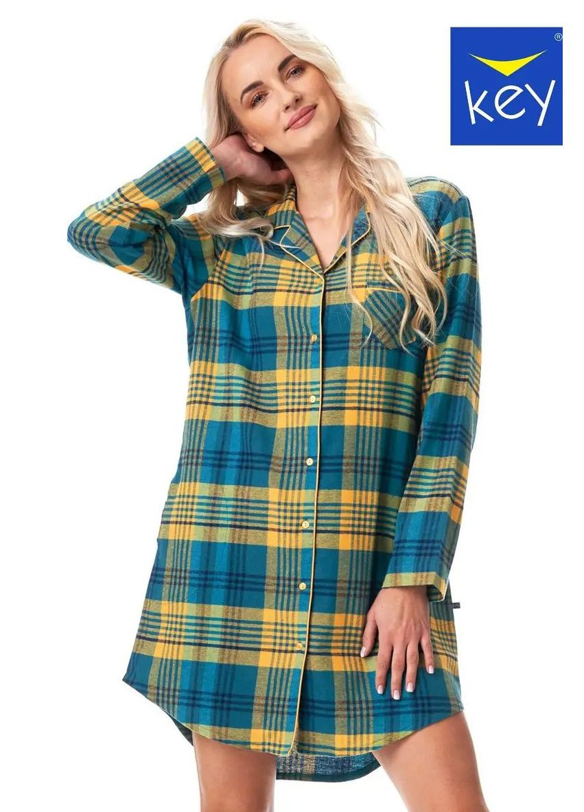 Фланелева нічна сорочка з довгим рукавом Key LND 407 B23 multi (298937012)