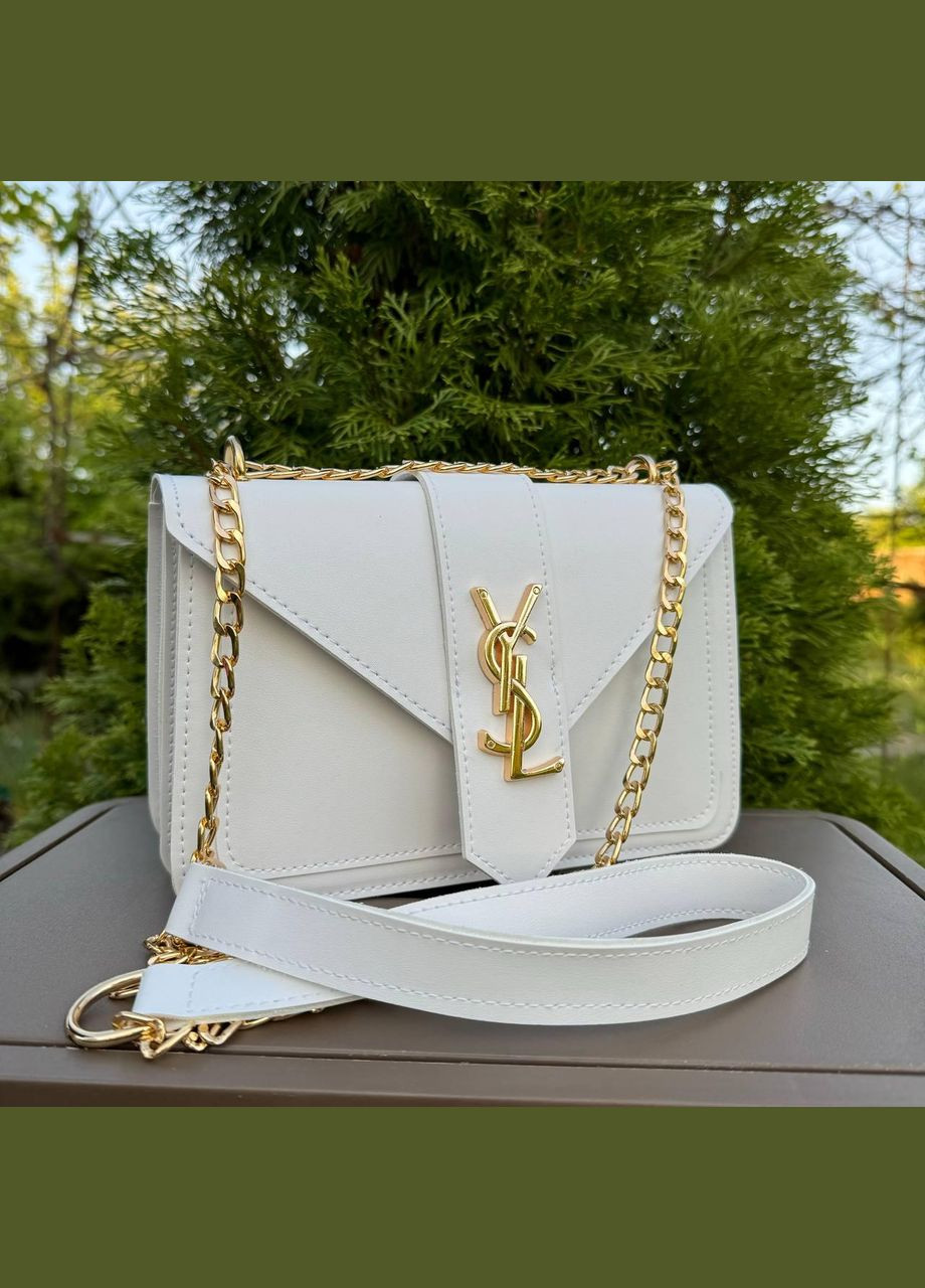 Женская мини сумочка клатч на плечо с цепочкой Молочный с золотом No Brand (298997610)