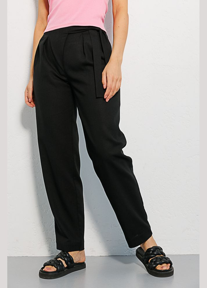 Женские льняные брюки лавандовые с асимметричной завязкой вверху Arjen (294907037)
