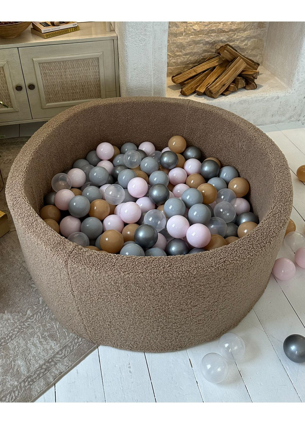 Сухий басейн з кульками з хутра Тедді (100х40 см) JoyfulKids (370665078)