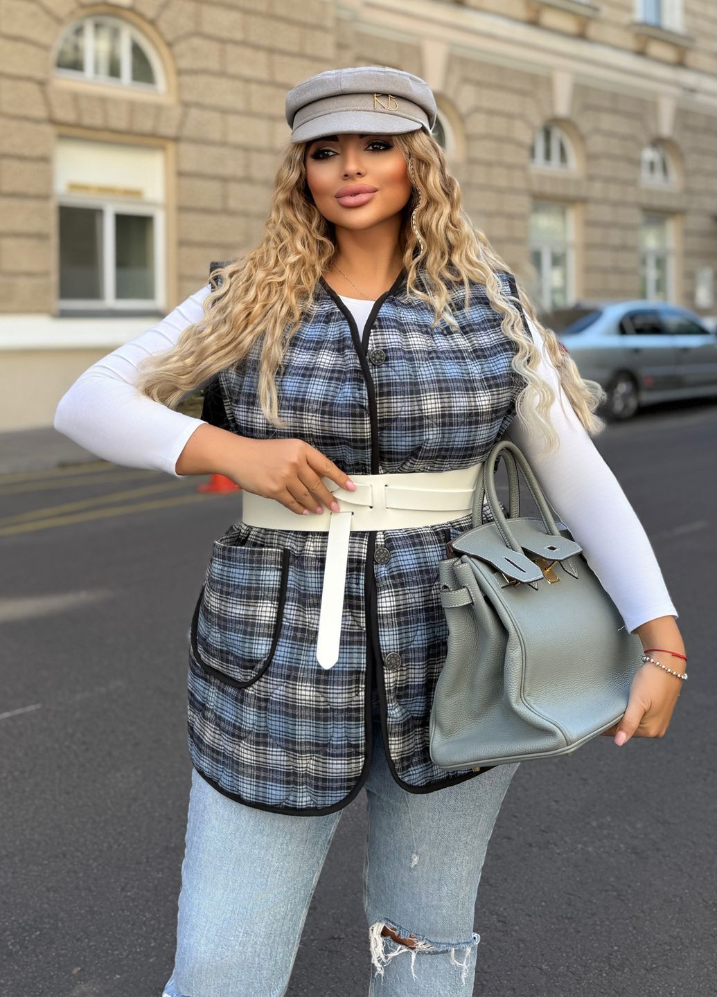 Жилетка женская фланелевая демисезонная на пуговицах No Brand (362590028)