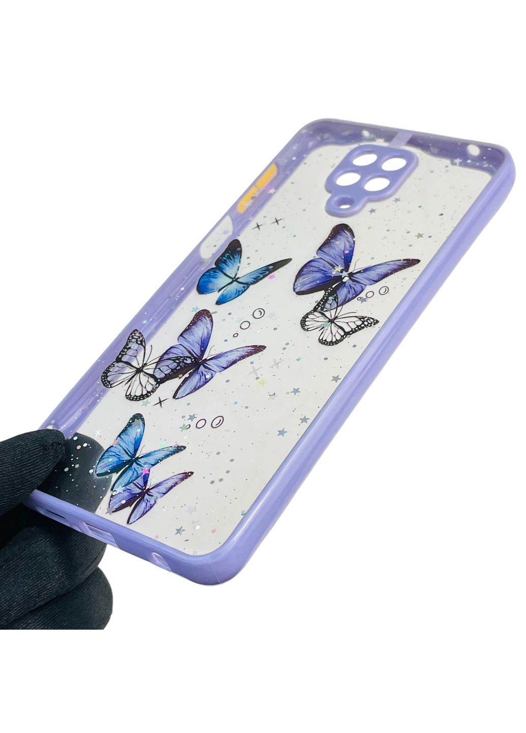 Чехол для Redmi Note 9 Pro с блёстками с бабочками на сяоми редми нот 9 про сиреневый Xiaomi (366389729)