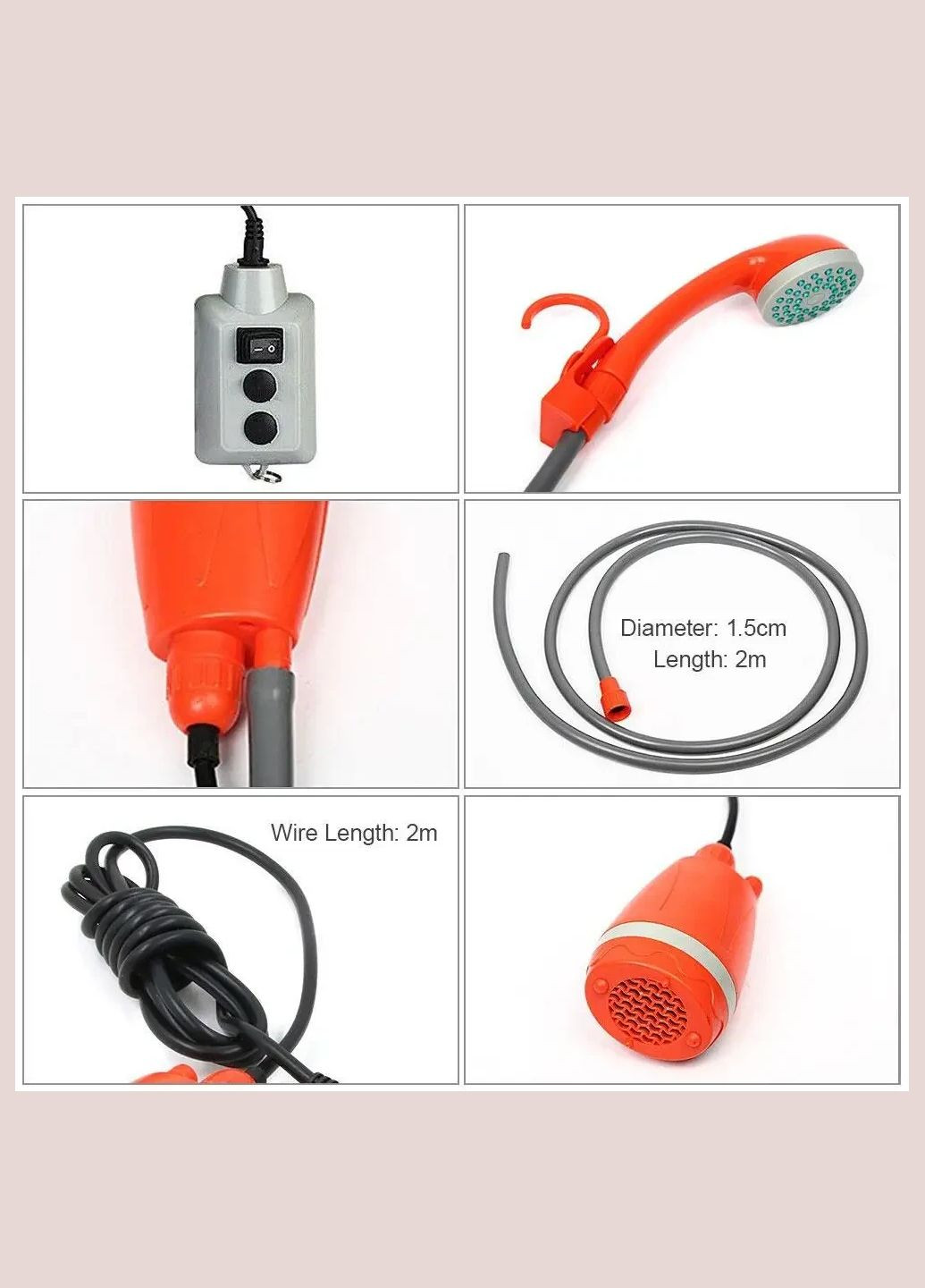 Душ переносной, походный, портативный з помпою на акумуляторе USB 2200 мАч 20-45 минут Крючков (334010318)