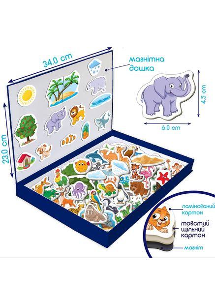 Набор магнитов Мир животных Большая магнитная история ML4032-05 EN 75 магнитов MAGDUM (337579010)