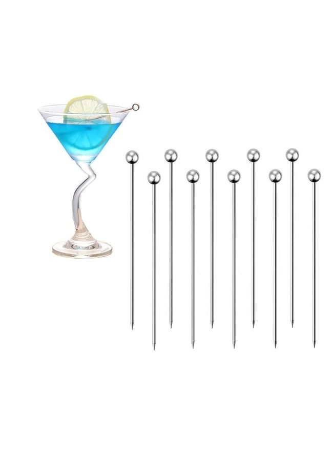 Шпажки из нержавеющей стали Перл серебро 10 шт. коктейльные многоразовые шпажки для канапе REMY-DECOR (293245123)