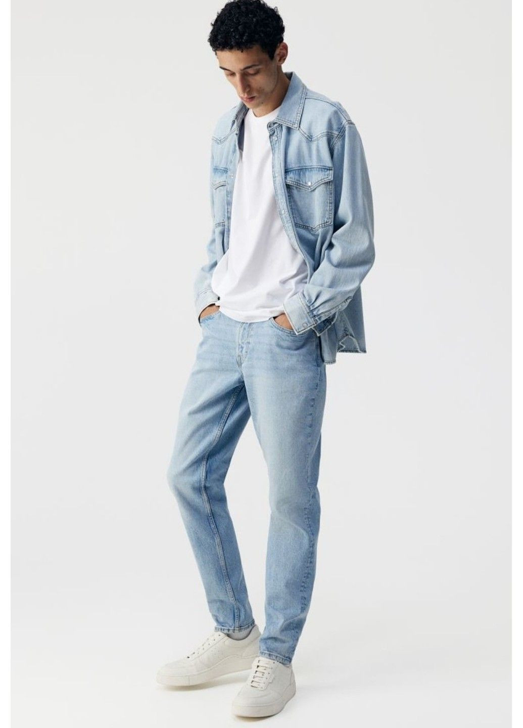 Светло-синие повседневный демисезонные брюки H&M