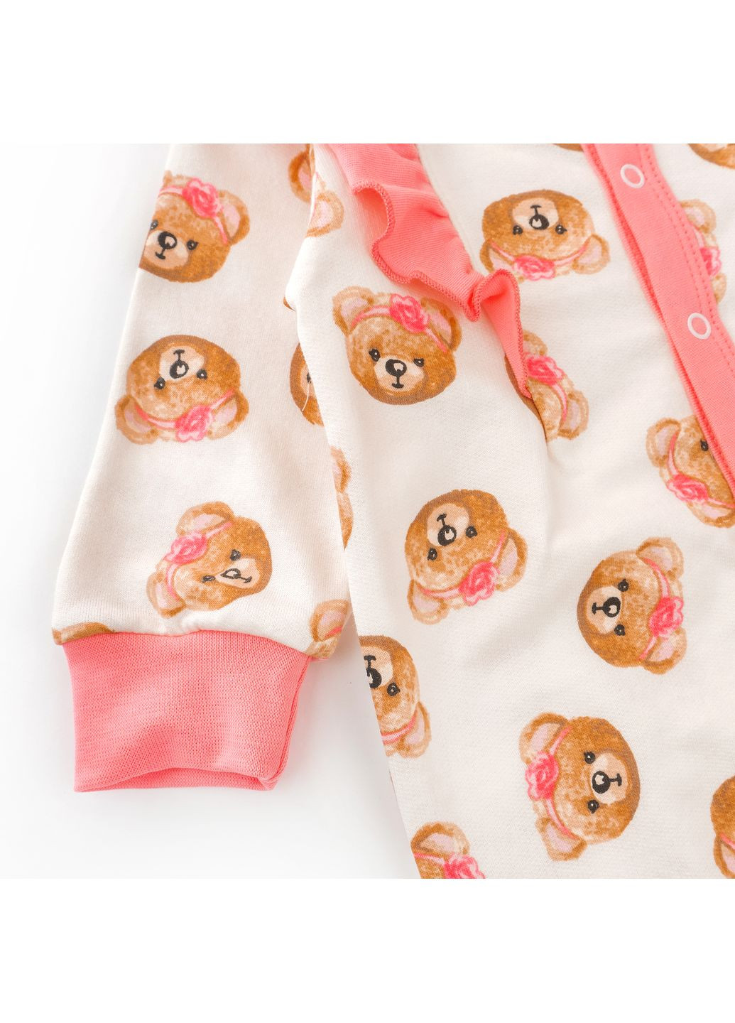 Чоловічок для дівчинки на кнопках з крильцями та пов'язкою з ведмедиками Girl Bears Рожевий dexter's (362617437)