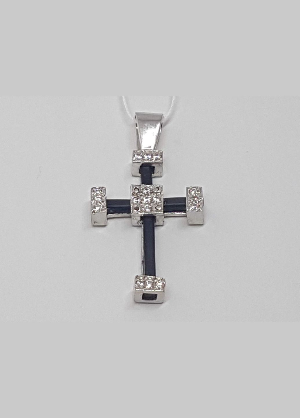 Срібний хрест з каучуком і фіанітами. 5541757 мал Гаразд (293516740)