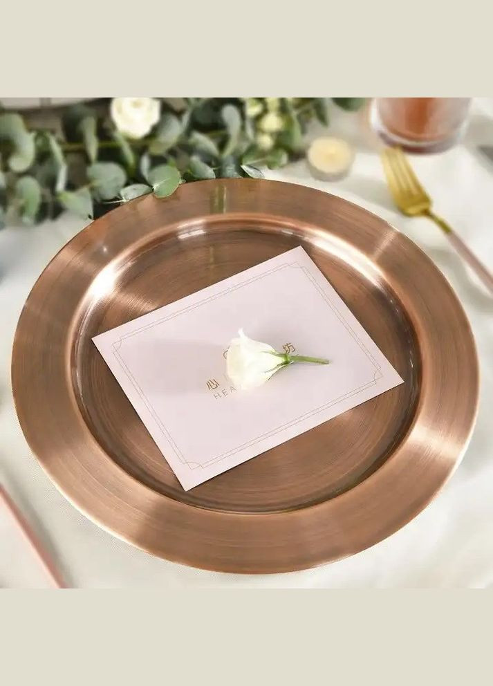 Тарілка з нержавіючої сталі 33 см мідного кольору блюдо для банкету підставна для фруктів REMY-DECOR (293152709)