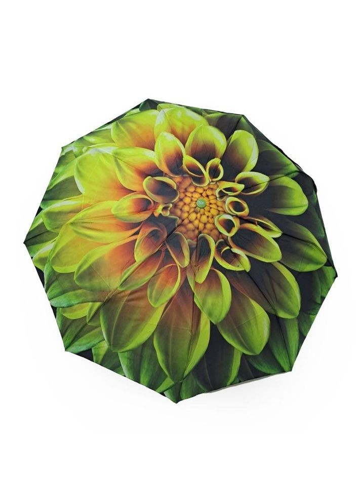 Зелена парасолька жіноча автомат toprain №704(1) велика квітка 9 спиць 3 складання середня система антивітер (366017893)