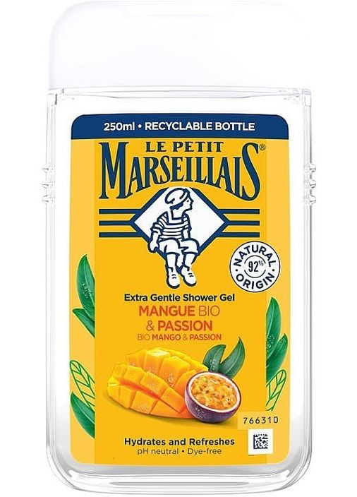 Гель для душу "Манго та маракуя" Extra Gentle Shower Gel Organic Mango & Passion Fruit 250ml (1167344-137623) Le Petit Marseillais (368648679)