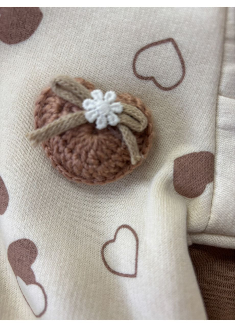 Коричневий зимній костюм для дівчинки на байці partner “серця” No Brand