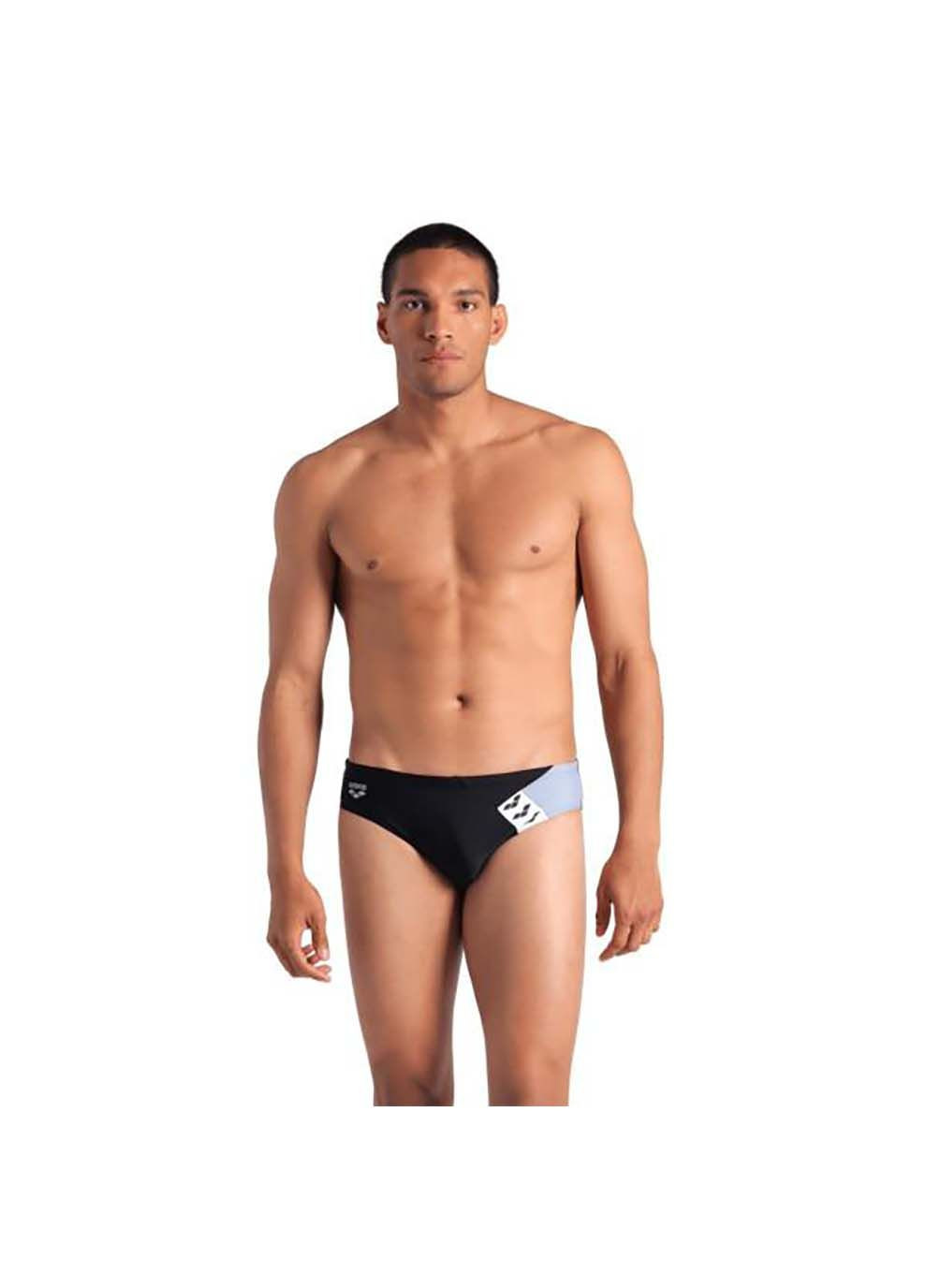 Мужские комбинированные плавки-слипы для мужчин stripe swim briefs черный, серый Arena