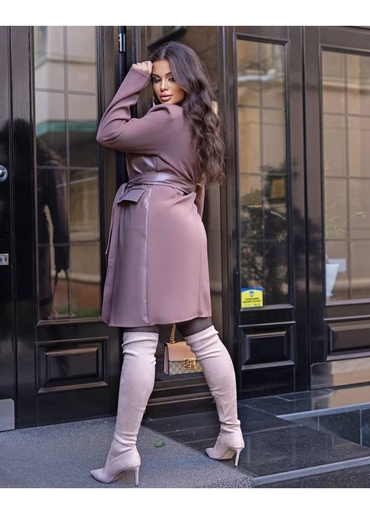 Пудровое праздничный, деловое, кэжуал женское платье-пиджак больших размеров платье-жакет Style Point однотонное