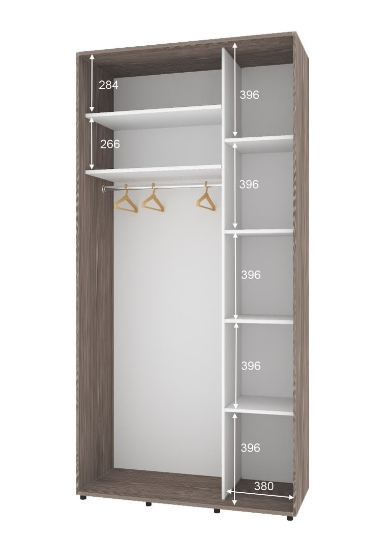 Шафа-купе дводверна 120*60*210 см Трюфель ДСП + Дзеркало Стандарт Комфорт Меблі (360471473)