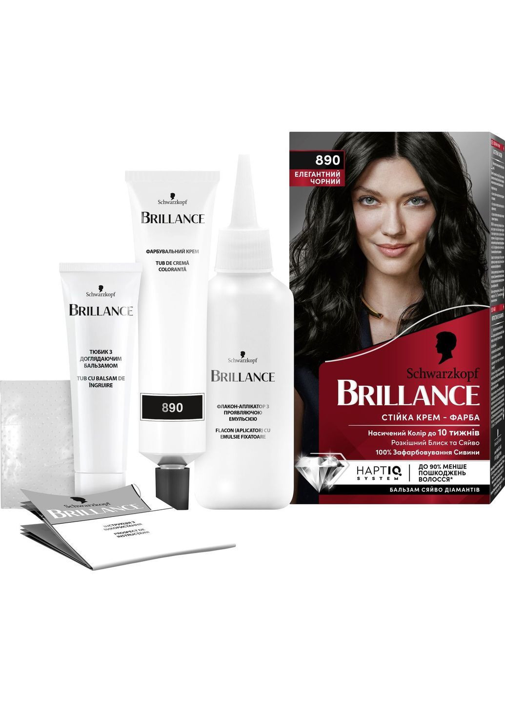 Крем-краска для волос 890 елегантный черный, 160 мл Brillance 2686351 (366529810)