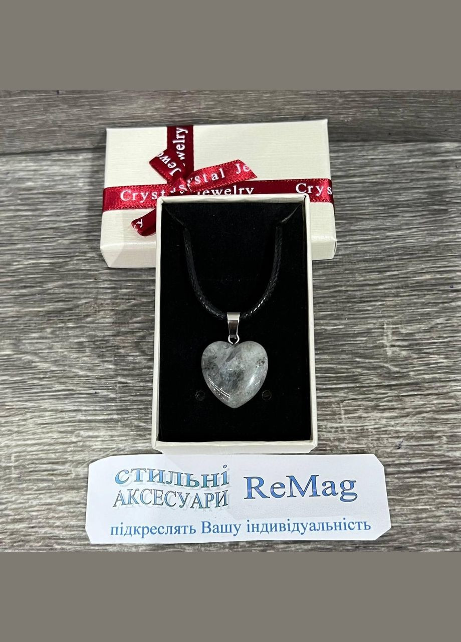 Підвіска з натуральним каменем Лабрадор "провидецький" - кулон у формі серця на шнурку в подарунковій коробочці АТМ (331291843)