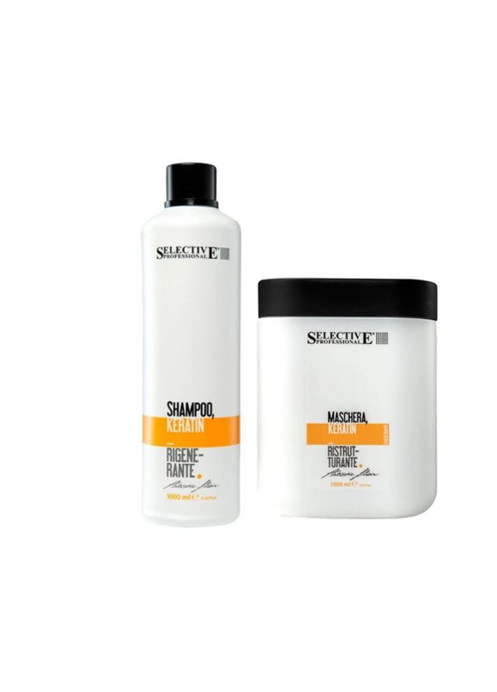 Набір для волосся ARTISTIC FLAIR: Кератиновий шампунь 1000 мл + Кератинова маска 1000 мл Selective Professional (340456114)